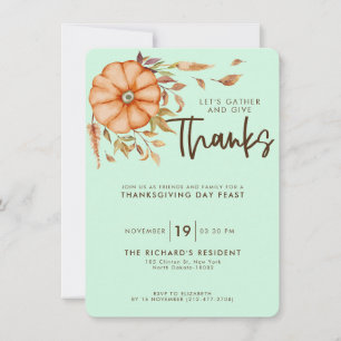 Thanksgiving Dinner Invite Boho Green Theme