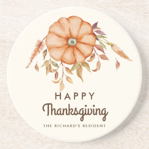 Thanksgiving Dinner Invite Boho Theme Coaster