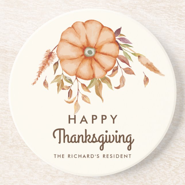 Thanksgiving Dinner Invite Boho Theme Coaster (Front)