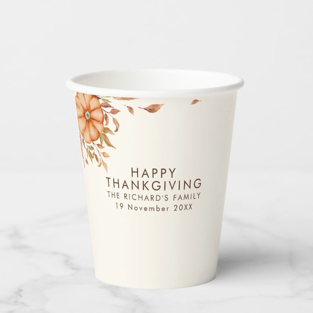 Thanksgiving Dinner Invite Boho Theme Paper Cups (Front)