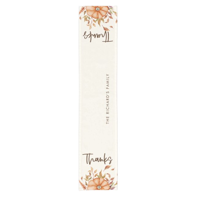 Thanksgiving Dinner Invite Boho Theme Short Table Runner (Front)