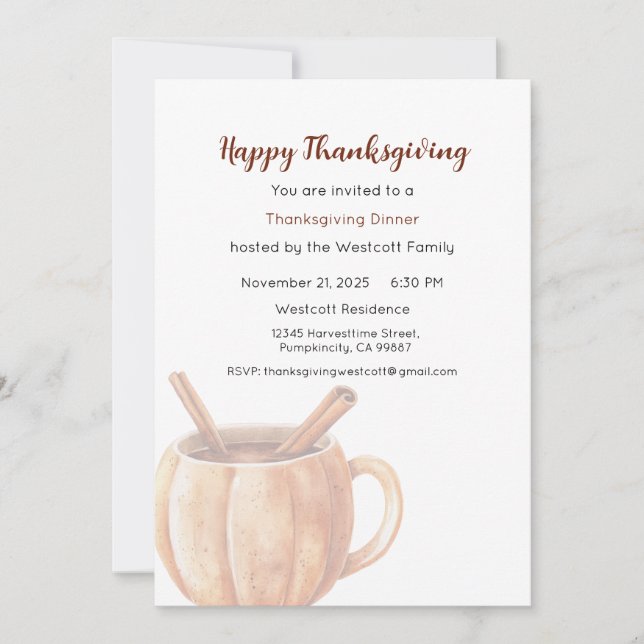 Thanksgiving Dinner Invite, Thanksgiving  Invitation (Front)