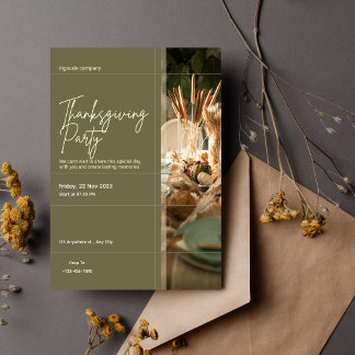 Thanksgiving Dinner  Let's Give Thanks Invitation