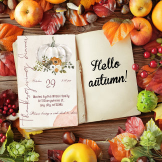 Thanksgiving Dinner Let's Give Thanks Invitation