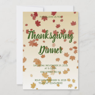 Thanksgiving Dinner Maple Leaves Invitation