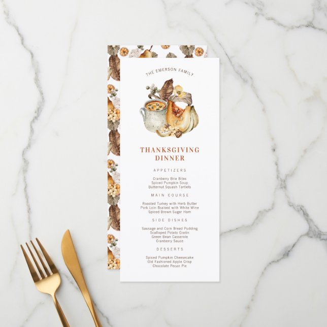 Thanksgiving Dinner Menu (Front/Back In Situ)