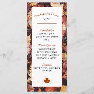 Thanksgiving Dinner Menu - Autumn Leaves