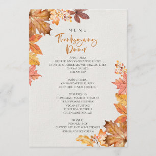 Thanksgiving dinner menu style 01.retro fall