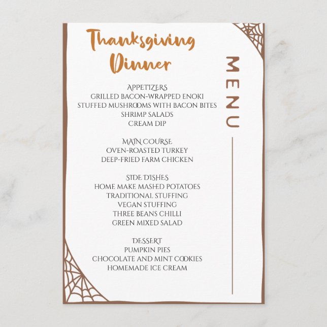 Thanksgiving dinner menu style 04.retro fall (Front)