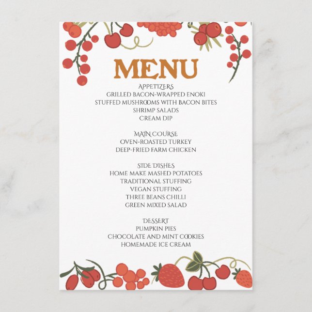 Thanksgiving dinner menu style 05.retro fall (Front)