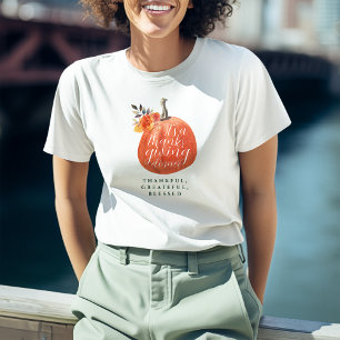 Thanksgiving Dinner Orange Pumpkin Autumn Floral  T-Shirt