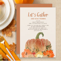 Thanksgiving Dinner Orange Pumpkins Gold Green