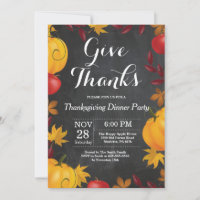 Thanksgiving Dinner Party Fall Autumn Chalkboard