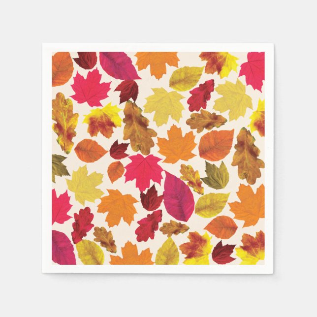 Thanksgiving Dinner Party Fall Colours Leaves Napkin (Front)