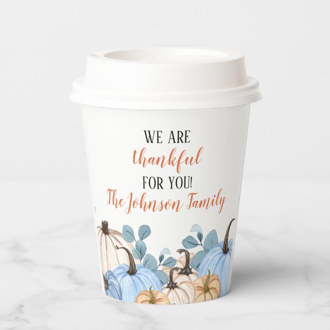 Thanksgiving Dinner Party Personalise Name Paper Cups (Back)