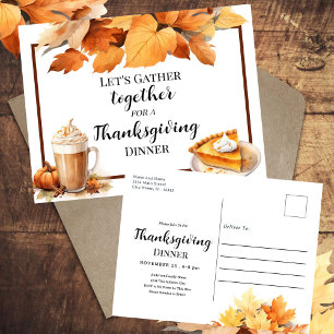 Thanksgiving Dinner Pie Invitation Postcard