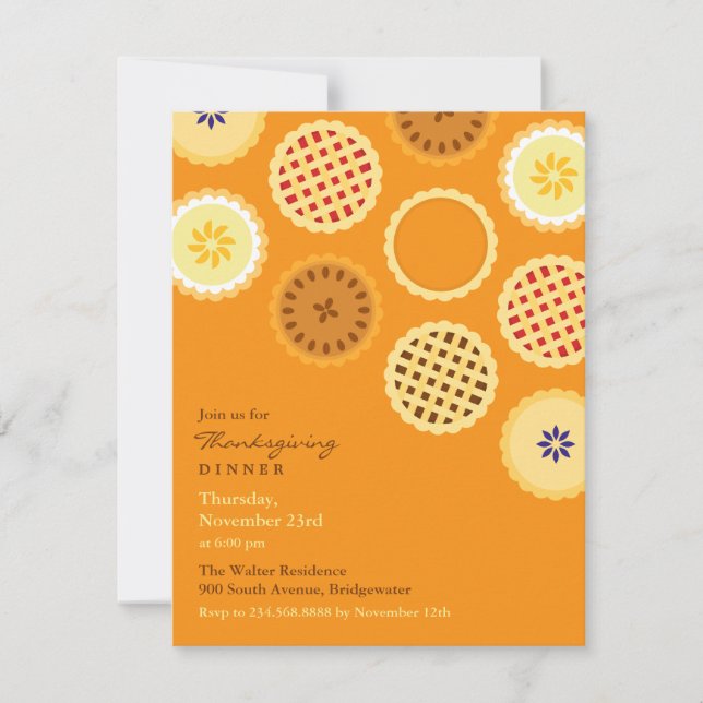 Thanksgiving Dinner Pies Plates Invitation (Front)