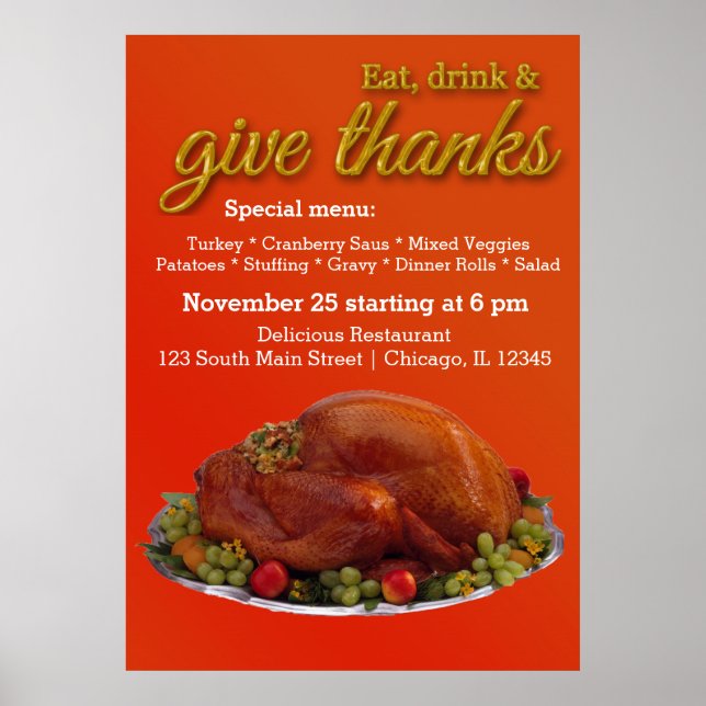 Thanksgiving dinner poster (Front)