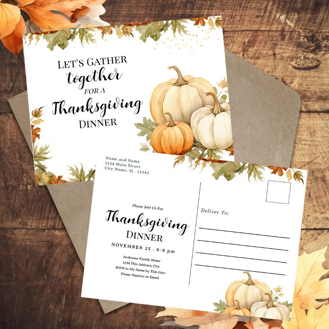 Thanksgiving Dinner Pumpkin Harvest Postcard (Creator Uploaded)