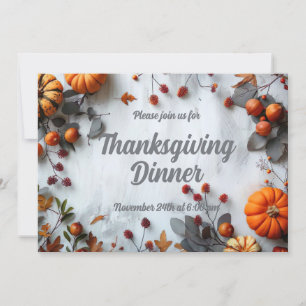 Thanksgiving Dinner Pumpkin Invitation 