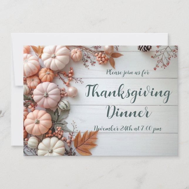 Thanksgiving Dinner Pumpkin Invitation  (Front)