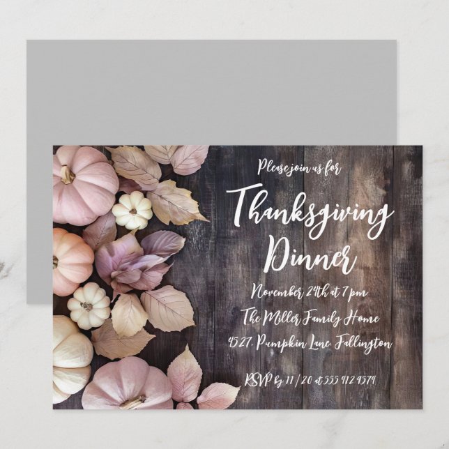 Thanksgiving Dinner Pumpkin Invitation (Front/Back)