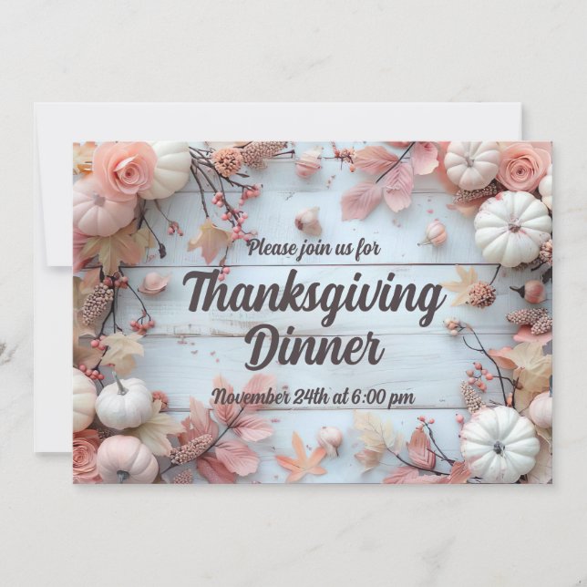 Thanksgiving Dinner Pumpkin Invitation  (Front)