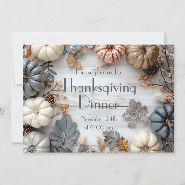 Thanksgiving Dinner Pumpkin Invitation  (Front)