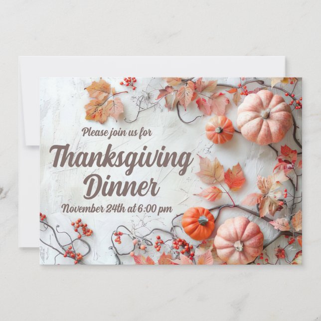 Thanksgiving Dinner Pumpkin Invitation  (Front)