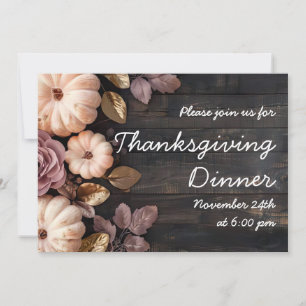 Thanksgiving Dinner Pumpkin Invitation Rustic