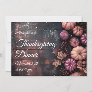 Thanksgiving Dinner Pumpkin Invitation Rustic