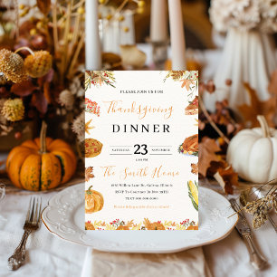 Thanksgiving Dinner Pumpkin Pie  Invitation