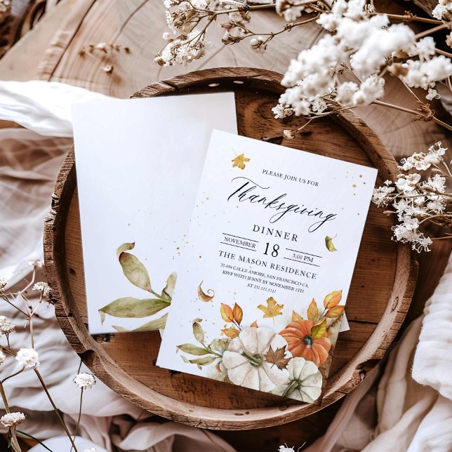 Thanksgiving Dinner Pumpkin Theme Invitation (Rustic Thanksgiving Dinner Invitation)