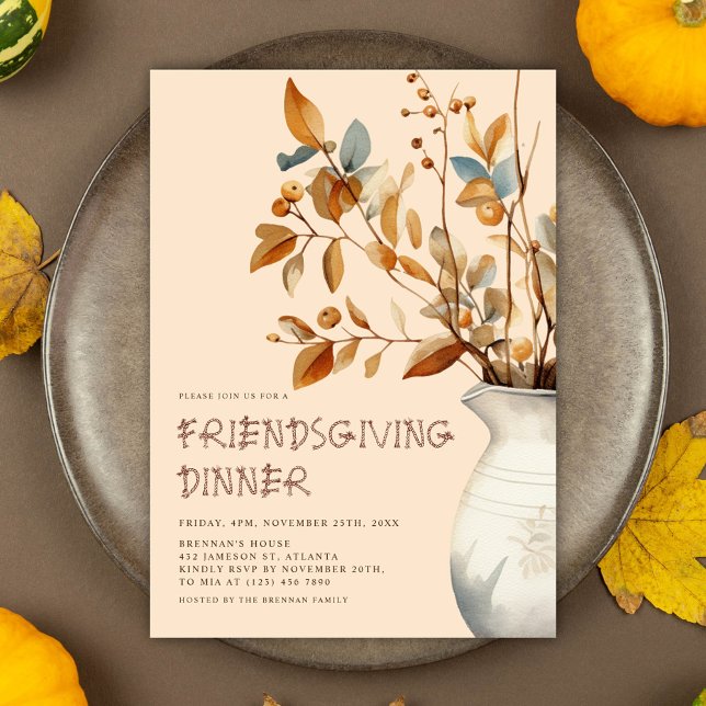 Thanksgiving Dinner Rustic Fall Friendsgiving Invitation (Thanksgiving Dinner Rustic Fall Friendsgiving Invitation)