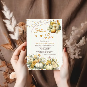  Thanksgiving Dinner Rustic Pumpkin Fall Floral Invitation