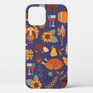 Thanksgiving dinner seamless vintage pattern with  iPhone 12 case