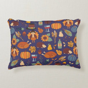 Thanksgiving dinner seamless vintage pattern with decorative cushion