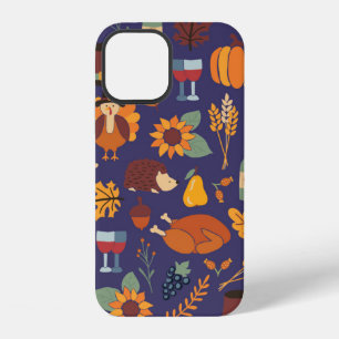 Thanksgiving dinner seamless vintage pattern with iPhone 12 case