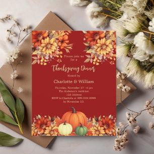 Thanksgiving dinner terracotta pumpkin invitation