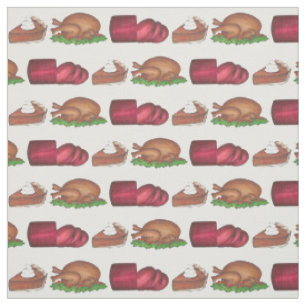 Thanksgiving Dinner Turkey Cranberry Pumpkin Pie Fabric