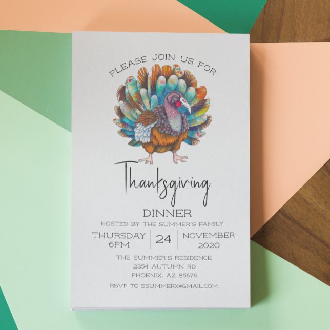 Thanksgiving Dinner Turkey Watercolor  Invitation (Creator Uploaded)