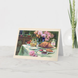 "Thanksgiving Dinner" Vintage Greeting Card