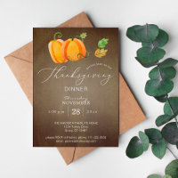 Thanksgiving Dinner Watercolor Pumpkin Duo Gold