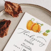 Thanksgiving Dinner Watercolor Pumpkin Duo
