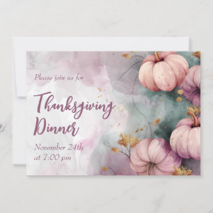 Thanksgiving Dinner Watercolor Pumpkin Invitation