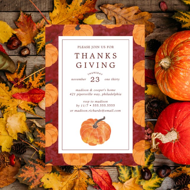 Thanksgiving Dinner | Watercolor Pumpkins Invitation (Creator Uploaded)