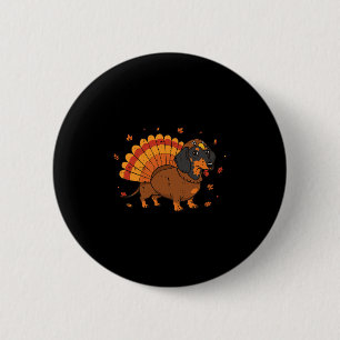 Thanksgiving Dog Dachshund Turkey Wiener Fall Men 6 Cm Round Badge