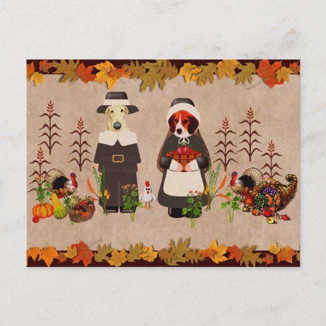 Thanksgiving Dogs Holiday Postcard (Front)