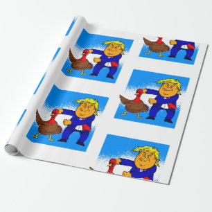 thanksgiving donald trump funny turkey wrapping paper