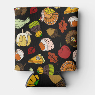 Thanksgiving doodles, festive, hand-drawn set. can cooler